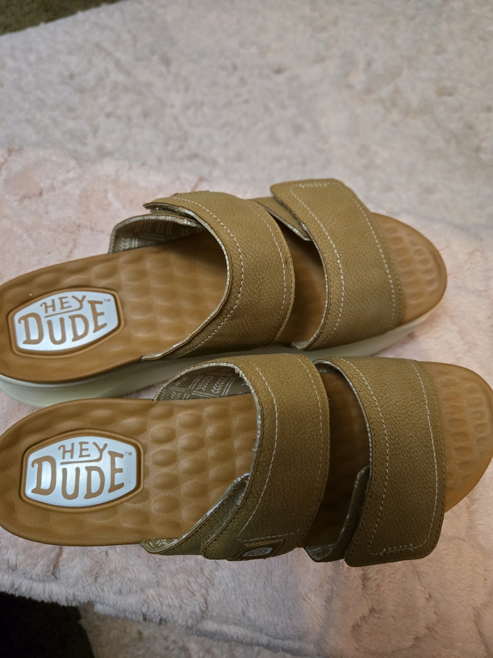 Hey Dude Tan Double-Strap Slide Sandals for Women